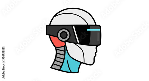 Futuristic User Wearing Virtual Reality Headset Experiencing Digital Simulation