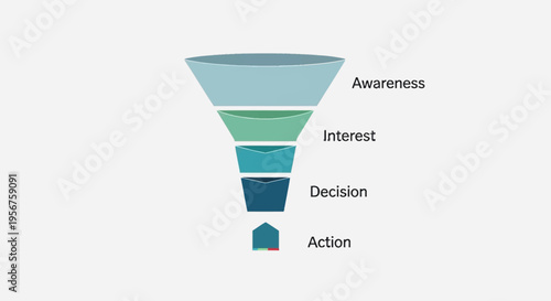 A visual representation of a marketing or sales funnel illustrating the stages from awareness to action.
