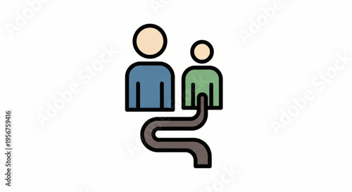 Two people icons with diverging paths representing choices and decision making in business and life