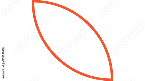 Minimalist orange leaf shape vector graphic element on white background for design projects