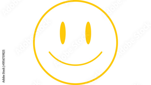 Simple yellow outline smiley face vector icon expressing happiness and positive emotion