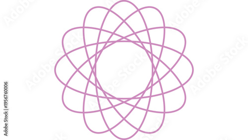 Abstract purple geometric shape vector illustration with overlapping ellipses forming a circular pattern