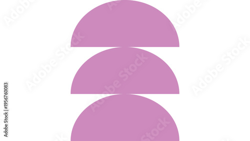 Three stacked purple semi-circles vector graphic design element on a clean white background