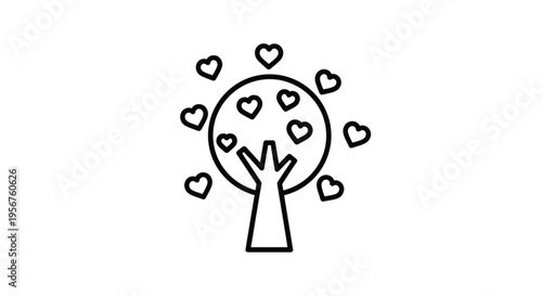 Hand holding circle with hearts love and care symbol kindness gesture charity concept compassion icon
