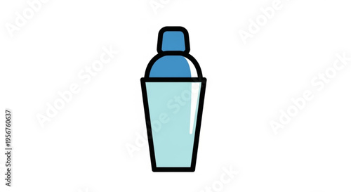 Cocktail shaker with blue liquid and cap isolated on white background vector illustration