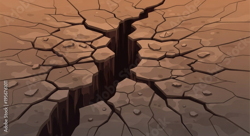 Dry cracked earth landscape.