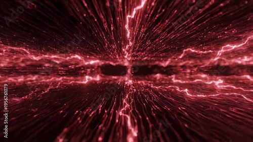 Wallpaper Mural Red, abstract, tunnel-like image with electric, vein-like structures radiating outwards Torontodigital.ca