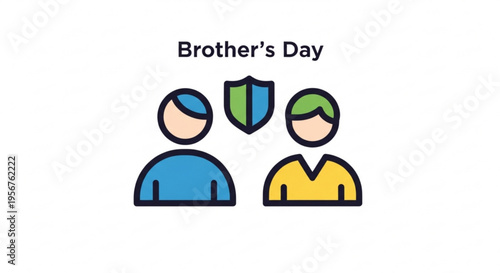 Brother's day celebration with two brothers and shield symbol