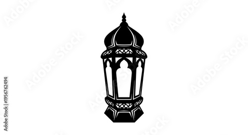 Ornate Black Lantern with Intricate Patterns.