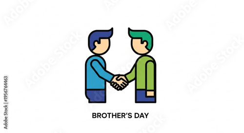 Brothers shaking hands on brother's day symbolizing brotherhood and friendship with a colorful illustration