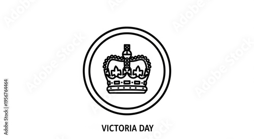 Victoria day crown icon with circle border on white background for canadian holiday