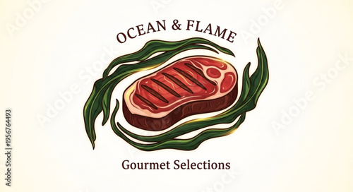 Grilled Steak Gourmet Food Logo.