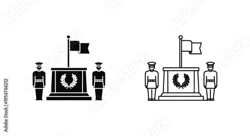 Set of 2 guard monument icons vector