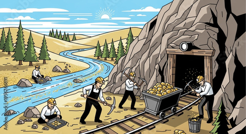 Men working in a mine.