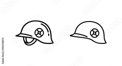 Set of 2 construction helmets vector icons
