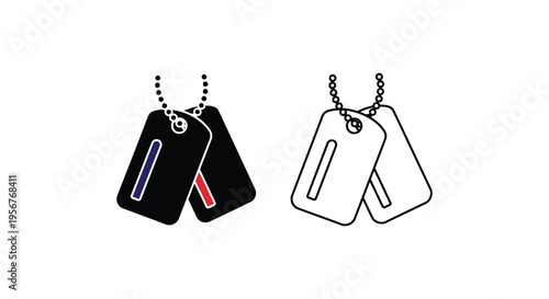 Set of 2 dog tag icons vector