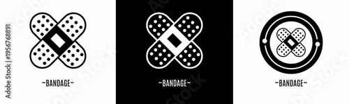 Bandage logo set. Collection of black and white logos. Stock vector.