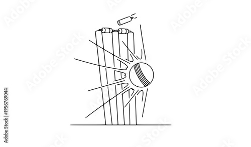 Cricket wicket hit by ball line icon with motion effect sports concept vector isolated on white
