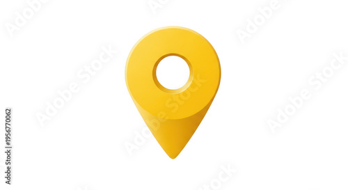 A vibrant yellow location pin icon on a white background isolated on transparent background
