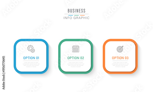 Three steps business infographic template with icons for process and strategy