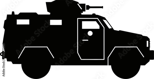 Armored personnel carrier silhouette for infantry transport