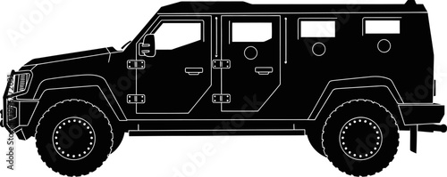 Armored tactical vehicle military transport silhouette