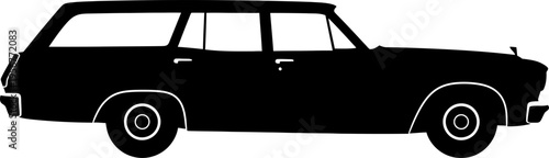 Classic station wagon car silhouette with vintage design