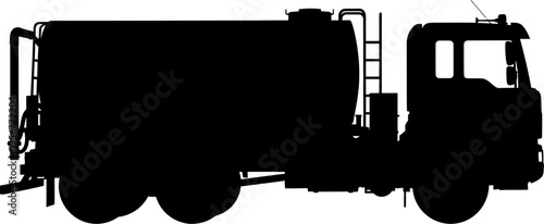 Commercial fuel tanker truck silhouette