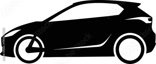 Compact hatchback car outline for urban transport