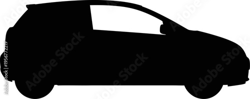 Compact hatchback city car side view outline