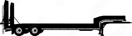 Commercial lowboy heavy haul trailer silhouette