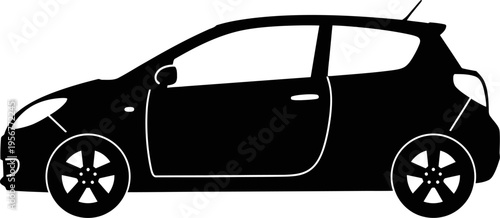 Compact three door hatchback car outline for city driving