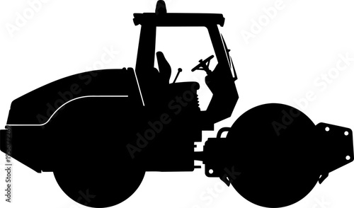 Construction road roller machinery outline