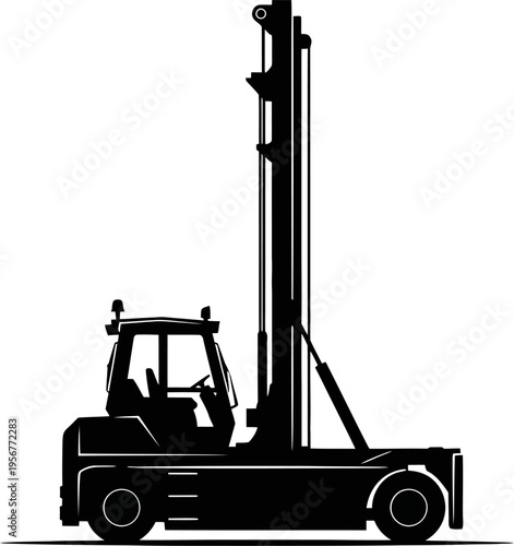 Container reach stacker silhouette for port terminal operations