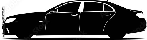 Elegant luxury sedan vehicle profile outline