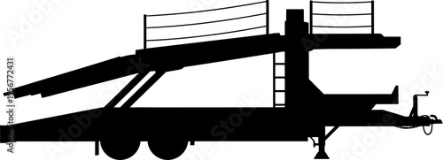 Empty car carrier trailer silhouette for vehicle logistics