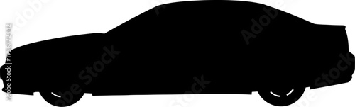 Executive luxury sedan silhouette profile view