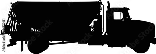 Heavy concrete mixer truck silhouette for construction sites