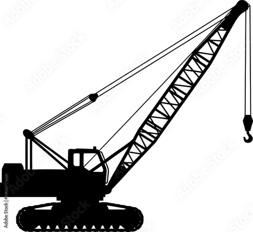 Heavy crawler crane silhouette for large scale construction projects
