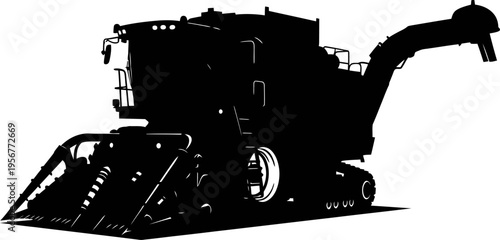 Heavy duty combine harvester silhouette for agricultural crop harvesting