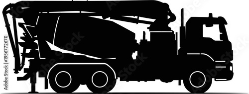 Heavy duty concrete mixer truck silhouette