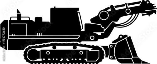 Heavy duty crawler excavator silhouette