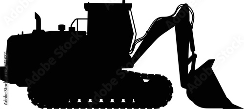 Heavy duty crawler excavator silhouette for earthmoving operations