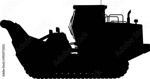 Heavy road milling machine silhouette for construction