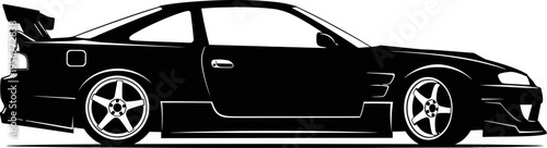 High performance drift sports car silhouette with aero kit