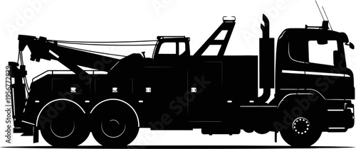 Heavy wrecker tow truck silhouette for roadside assistance