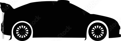 High performance sports car silhouette with rear wing spoiler