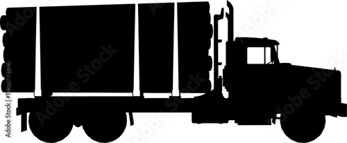 Heavy timber logging truck silhouette transporting wood logs