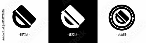 Eraser logo set. Collection of black and white logos. Stock vector.