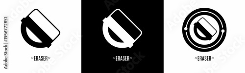 Eraser logo set. Collection of black and white logos. Stock vector.